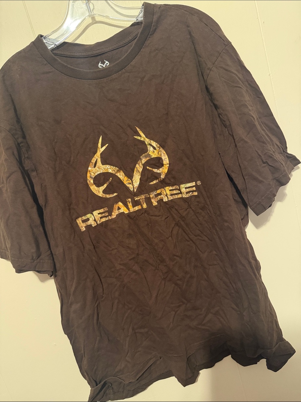 Realtree Brown Short Sleeve Tee with Camo Logo